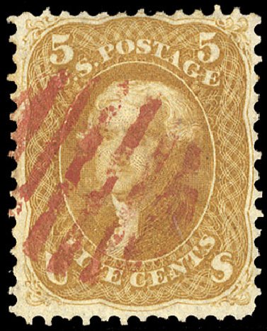 US Stamp Price Scott Catalogue 67: 5c 1861 Jefferson. Cherrystone Auctions, Jan 2009, Sale 200901, Lot 82