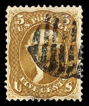 US Stamp Prices Scott Cat. # 67: 5c 1861 Jefferson. Cherrystone Auctions, Mar 2014, Sale 201403, Lot 12