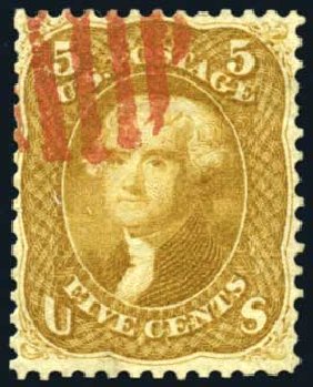 Cost of US Stamp Scott #67: 5c 1861 Jefferson. Harmer-Schau Auction Galleries, Oct 2008, Sale 79, Lot 62
