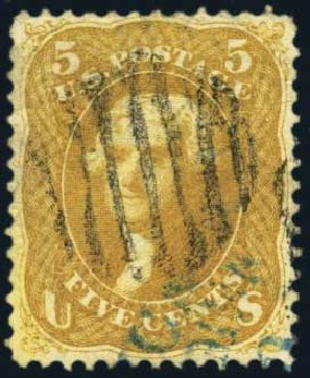 Value of US Stamp Scott Catalogue #67 - 1861 5c Jefferson. Harmer-Schau Auction Galleries, Oct 2012, Sale 95, Lot 172