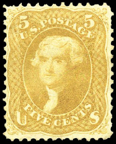 US Stamp Values Scott Cat. #67: 5c 1861 Jefferson. Matthew Bennett International, Mar 2011, Sale 336, Lot 1153