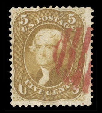 US Stamps Value Scott # 67: 5c 1861 Jefferson. Cherrystone Auctions, Mar 2010, Sale 201003, Lot 63