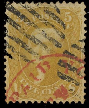 US Stamps Price Scott #67 - 1861 5c Jefferson. Daniel Kelleher Auctions, Jun 2012, Sale 630, Lot 1283