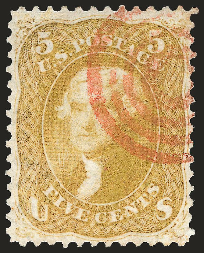 US Stamps Value Scott Catalog 67: 1861 5c Jefferson. Robert Siegel Auction Galleries, Jun 2010, Sale 989, Lot 93