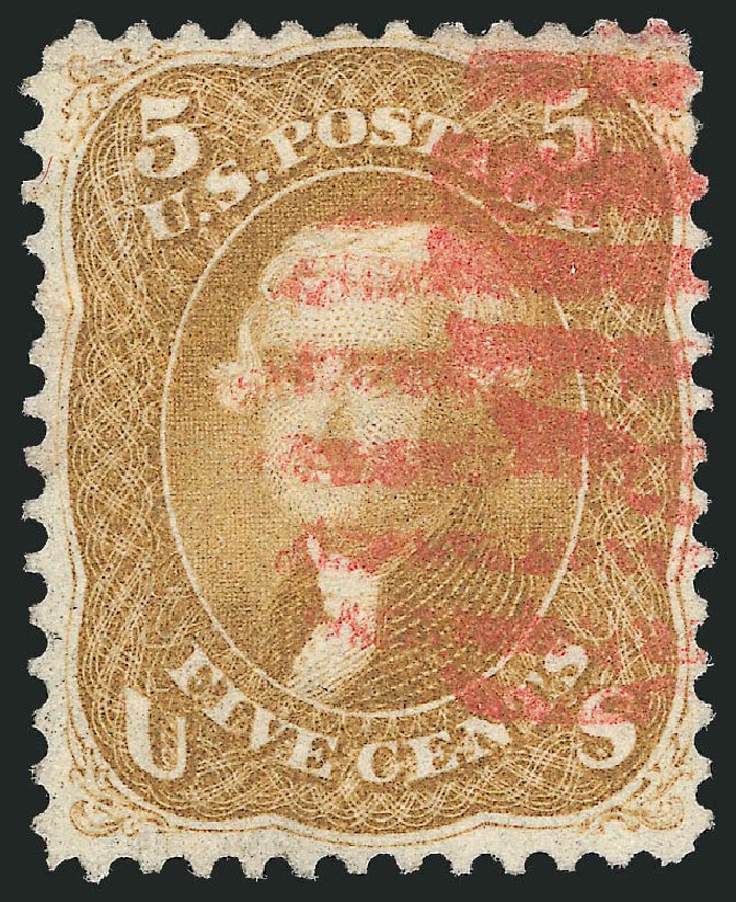 US Stamps Prices Scott Catalog 67 - 1861 5c Jefferson. Robert Siegel Auction Galleries, Dec 2012, Sale 1037, Lot 1556