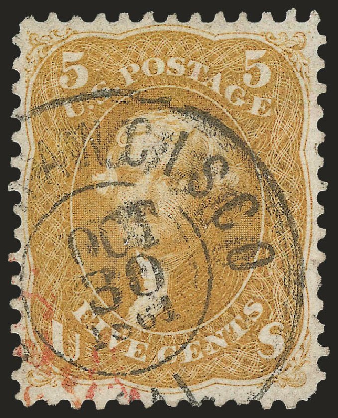 Prices of US Stamps Scott Catalog 67: 1861 5c Jefferson. Robert Siegel Auction Galleries, Apr 2010, Sale 984, Lot 286