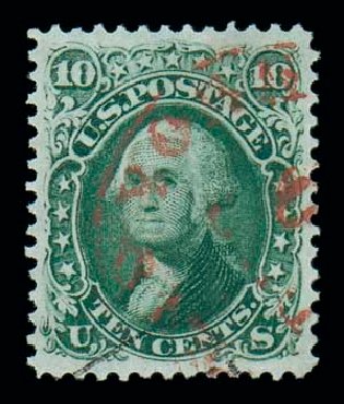 Costs of US Stamp Scott # 68 - 1861 10c Washington. Matthew Bennett International, Dec 2007, Sale 323, Lot 180