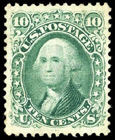 Values of US Stamps Scott # 68 - 1861 10c Washington. Matthew Bennett International, Apr 2008, Sale 326, Lot 90