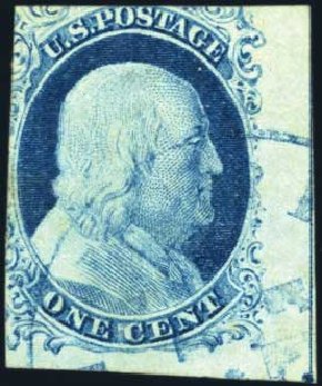 US Stamp Prices Scott Cat. #7: 1851 1c Franklin. Harmer-Schau Auction Galleries, Feb 2010, Sale 84, Lot 1237