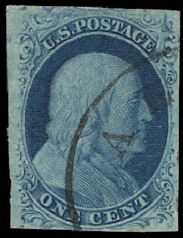 Prices of US Stamps Scott Cat. # 7: 1c 1851 Franklin. Daniel Kelleher Auctions, Jan 2012, Sale 628, Lot 207