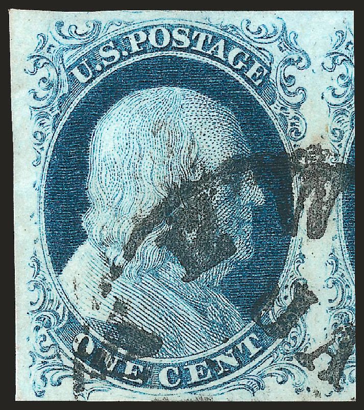 US Stamps Value Scott Catalogue #7 - 1851 1c Franklin. Robert Siegel Auction Galleries, Dec 2008, Sale 967, Lot 4087