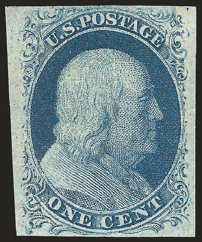 US Stamp Price Scott Cat. 7 - 1c 1851 Franklin. Robert Siegel Auction Galleries, Apr 2009, Sale 972, Lot 3017