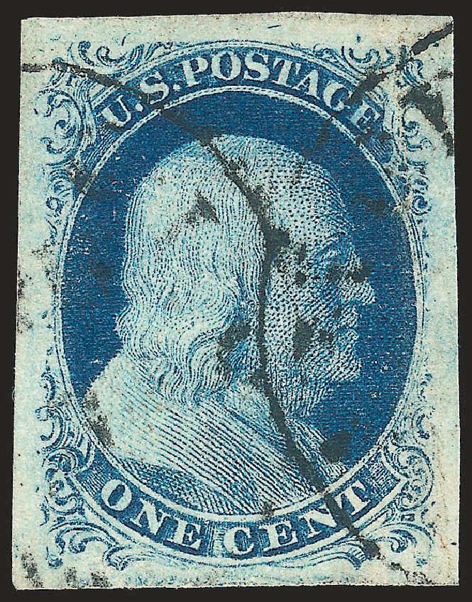 US Stamps Price Scott Catalogue # 7 - 1c 1851 Franklin. Robert Siegel Auction Galleries, Apr 2010, Sale 984, Lot 57
