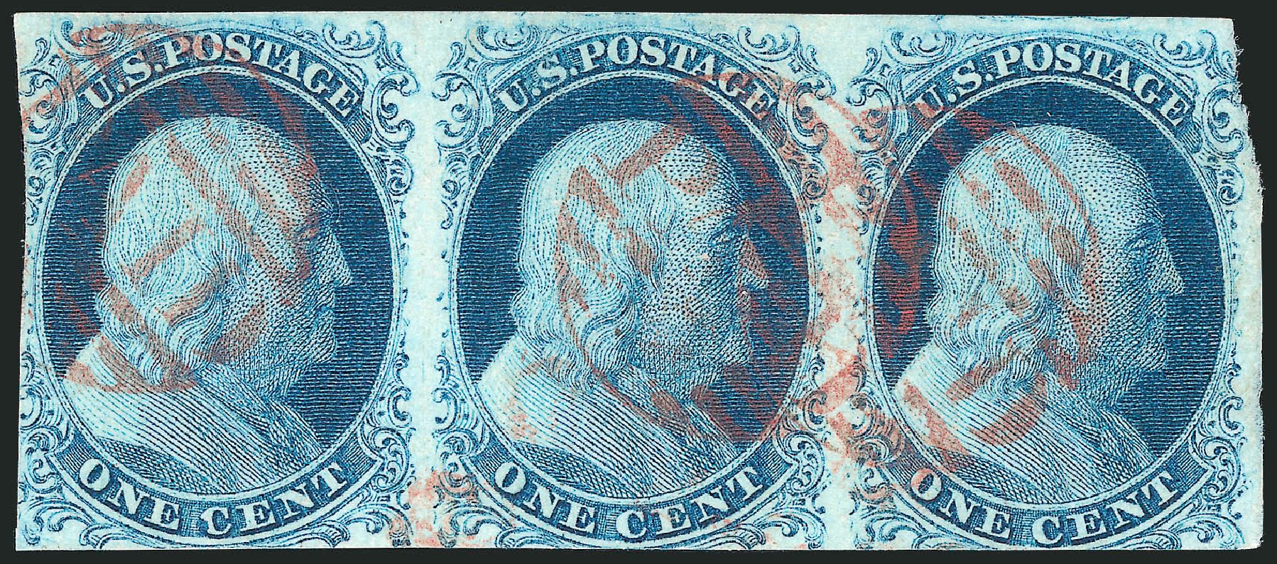 US Stamps Prices Scott Catalogue 7 - 1c 1851 Franklin. Robert Siegel Auction Galleries, Sep 2010, Sale 994, Lot 637