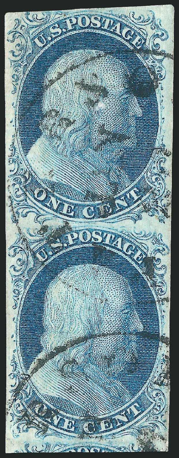 Value of US Stamp Scott Catalog # 7 - 1851 1c Franklin. Robert Siegel Auction Galleries, Sep 2010, Sale 994, Lot 697