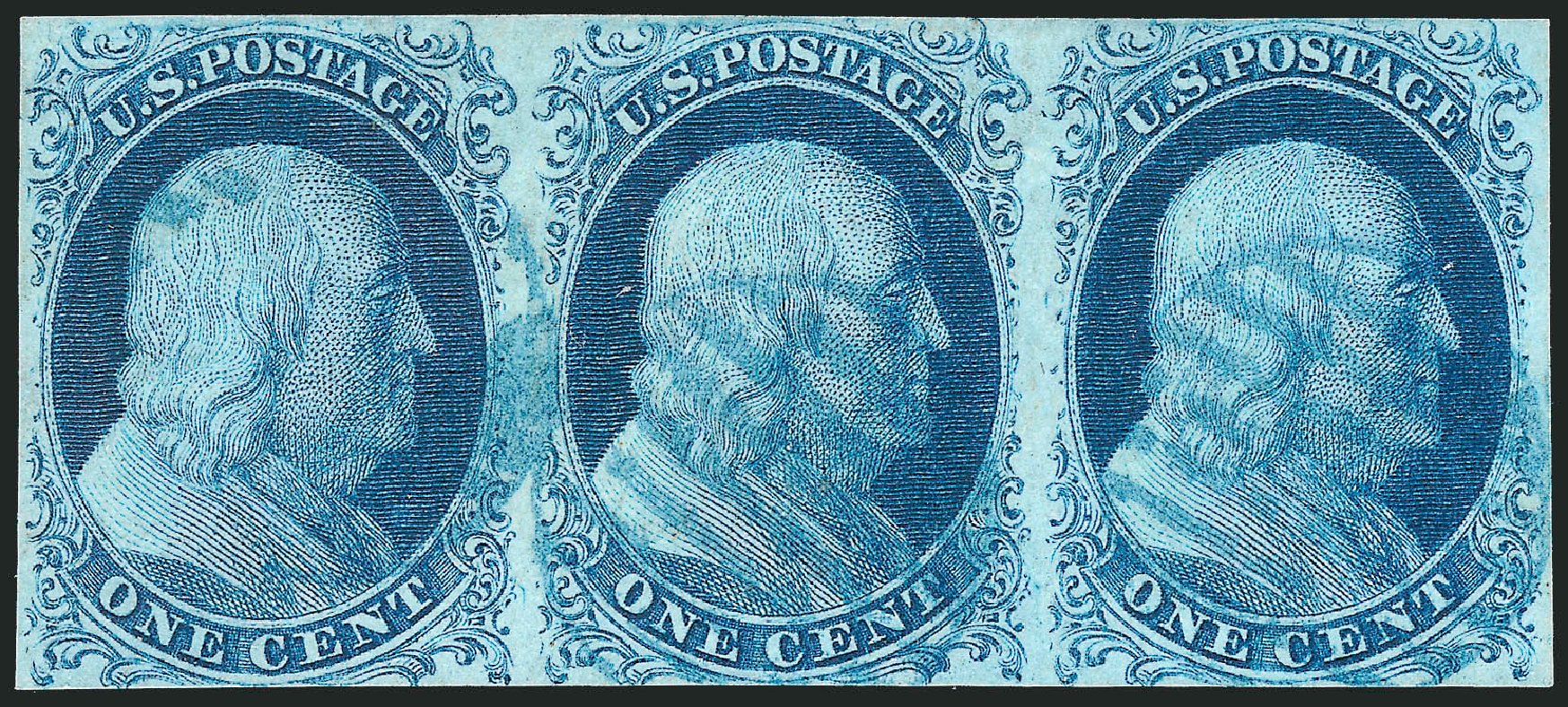 Value of US Stamp Scott Catalogue #7 - 1851 1c Franklin. Robert Siegel Auction Galleries, Sep 2010, Sale 994, Lot 957