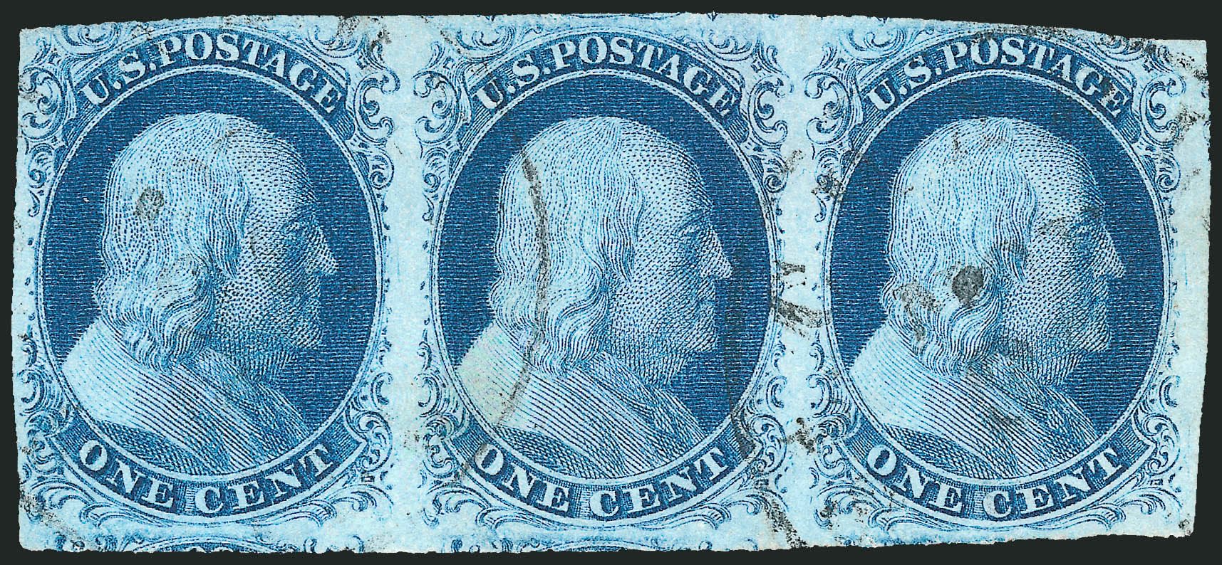 US Stamp Price Scott Cat. # 7: 1851 1c Franklin. Robert Siegel Auction Galleries, Oct 2010, Sale 997, Lot 5127