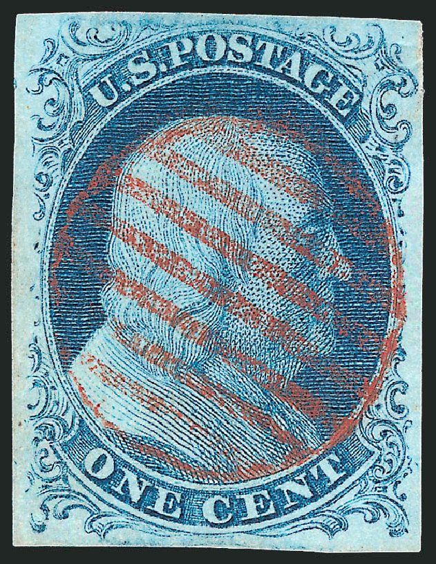 Value of US Stamp Scott Catalog 7 - 1c 1851 Franklin. Robert Siegel Auction Galleries, Dec 2010, Sale 998, Lot 17