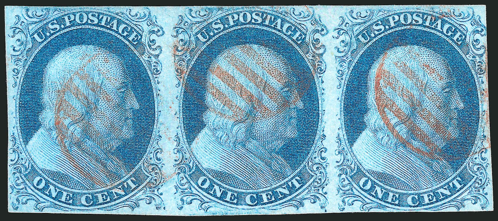 Price of US Stamp Scott Catalogue # 7: 1851 1c Franklin. Robert Siegel Auction Galleries, Dec 2010, Sale 998, Lot 37