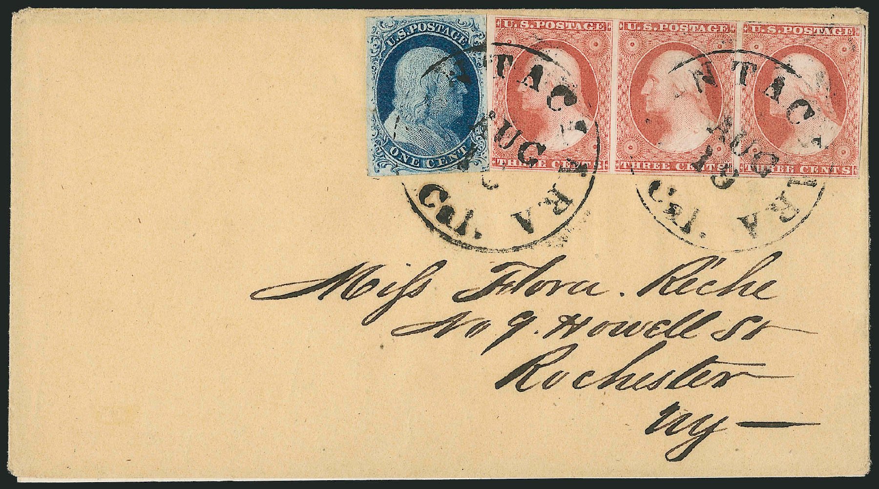 US Stamp Values Scott Catalogue # 7 - 1c 1851 Franklin. Robert Siegel Auction Galleries, Dec 2010, Sale 998, Lot 387