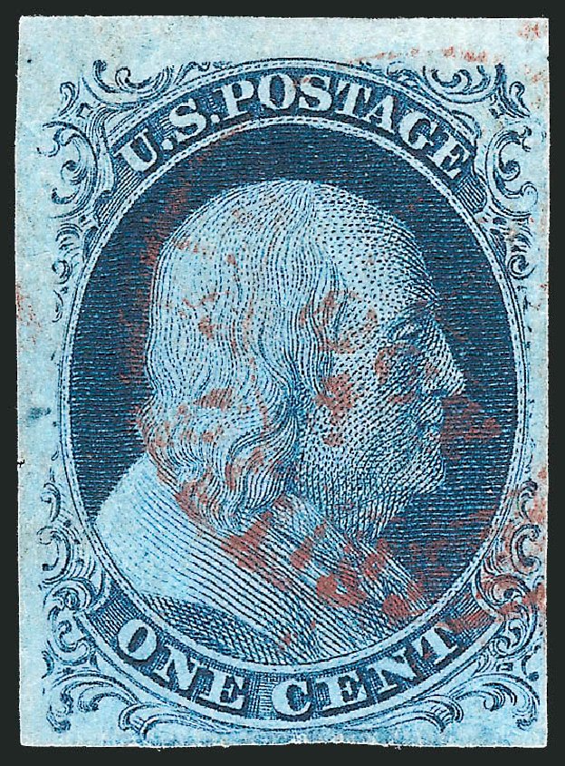 US Stamp Value Scott Catalog 7: 1c 1851 Franklin. Robert Siegel Auction Galleries, Dec 2010, Sale 998, Lot 407