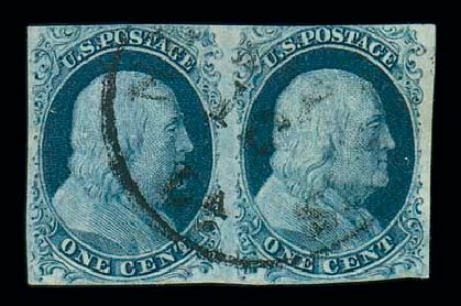 US Stamps Value Scott Catalog 7: 1851 1c Franklin. Matthew Bennett International, Jun 2007, Sale 319, Lot 1058