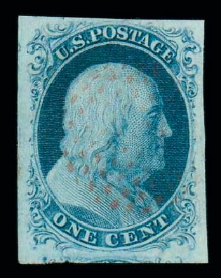 Prices of US Stamp Scott # 7 - 1851 1c Franklin. Matthew Bennett International, Dec 2007, Sale 323, Lot 28