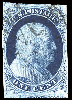 Price of US Stamp Scott Cat. # 7: 1c 1851 Franklin. Cherrystone Auctions, Sep 2010, Sale 201009, Lot 8