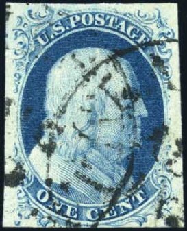 Costs of US Stamp Scott Catalogue #7: 1851 1c Franklin. Harmer-Schau Auction Galleries, Feb 2010, Sale 84, Lot 1238