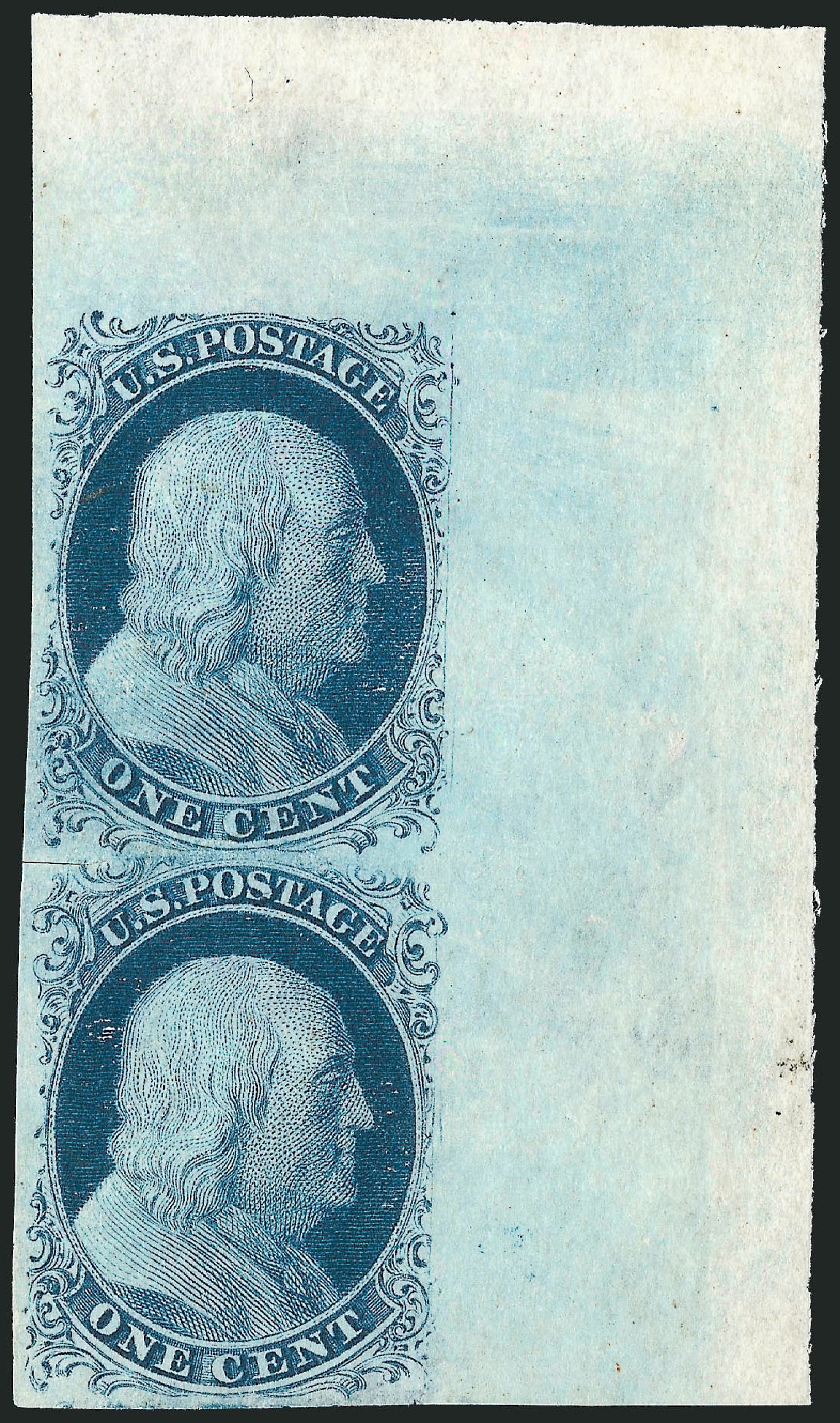 US Stamps Price Scott Cat. #7: 1c 1851 Franklin. Robert Siegel Auction Galleries, Mar 2012, Sale 1019, Lot 328