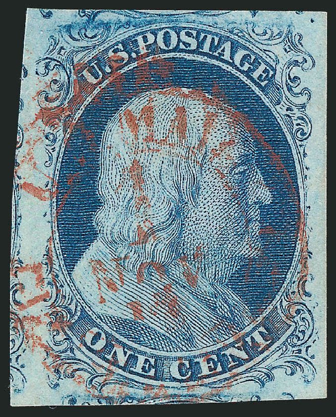 Values of US Stamp Scott Catalog # 7 - 1c 1851 Franklin. Robert Siegel Auction Galleries, Oct 2012, Sale 1032, Lot 3018