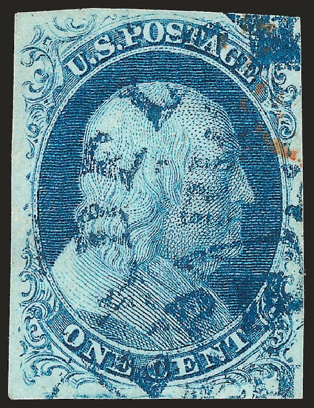 Value of US Stamp Scott Catalogue # 7: 1851 1c Franklin. Robert Siegel Auction Galleries, Sep 2009, Sale 976, Lot 1088