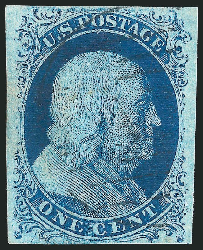 US Stamps Value Scott # 7 - 1c 1851 Franklin. Robert Siegel Auction Galleries, Sep 2010, Sale 994, Lot 1008