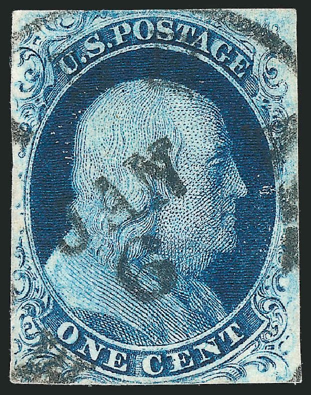 US Stamp Value Scott Catalog #7: 1851 1c Franklin. Robert Siegel Auction Galleries, Sep 2010, Sale 994, Lot 1018