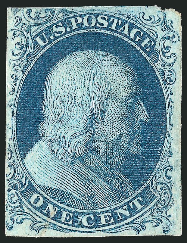 US Stamps Price Scott Catalog # 7 - 1c 1851 Franklin. Robert Siegel Auction Galleries, Sep 2010, Sale 994, Lot 1048