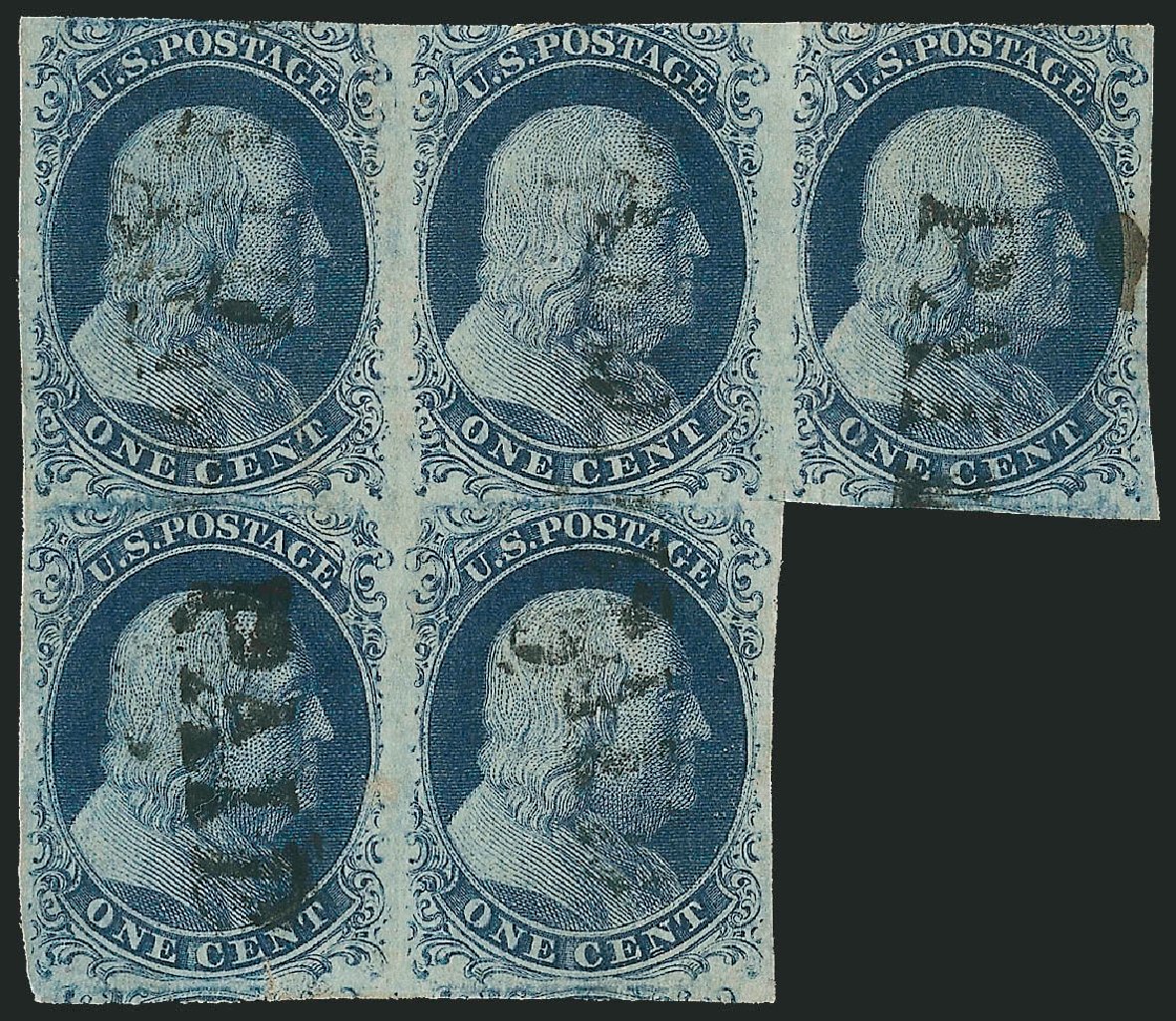 US Stamp Value Scott # 7 - 1851 1c Franklin. Robert Siegel Auction Galleries, Sep 2010, Sale 994, Lot 1068