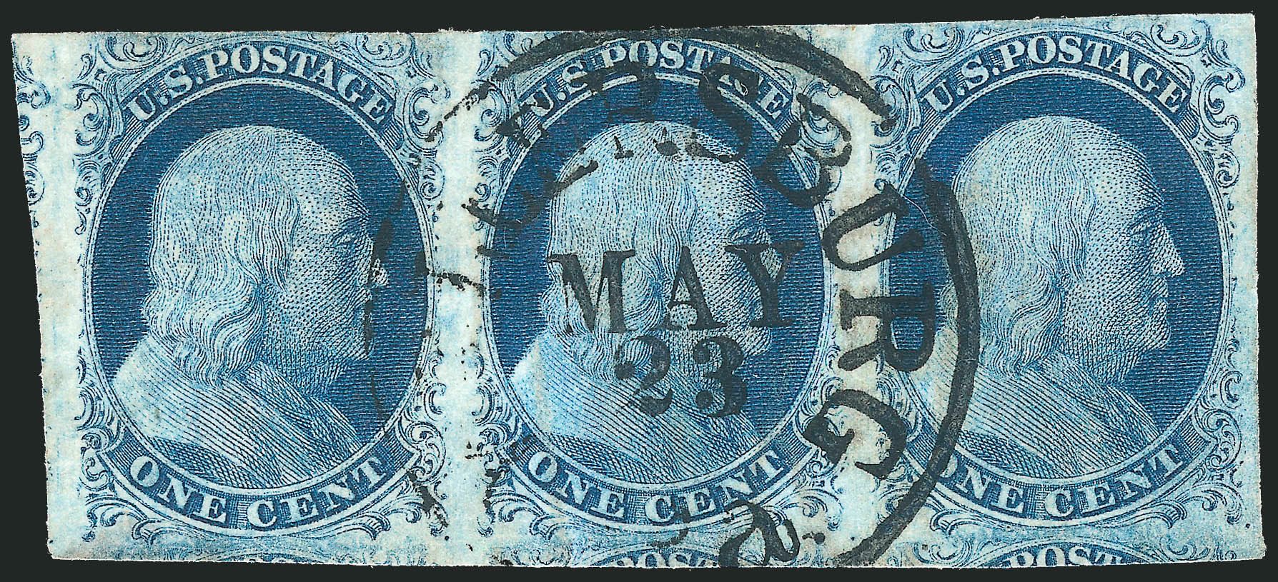 US Stamps Values Scott Catalogue #7 - 1851 1c Franklin. Robert Siegel Auction Galleries, Sep 2010, Sale 994, Lot 958
