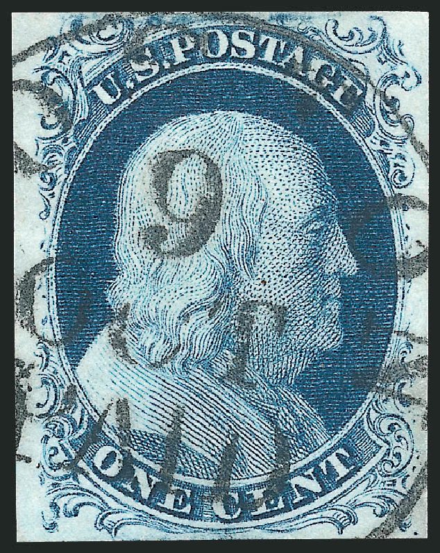 US Stamps Prices Scott 7 - 1851 1c Franklin. Robert Siegel Auction Galleries, Dec 2010, Sale 998, Lot 348