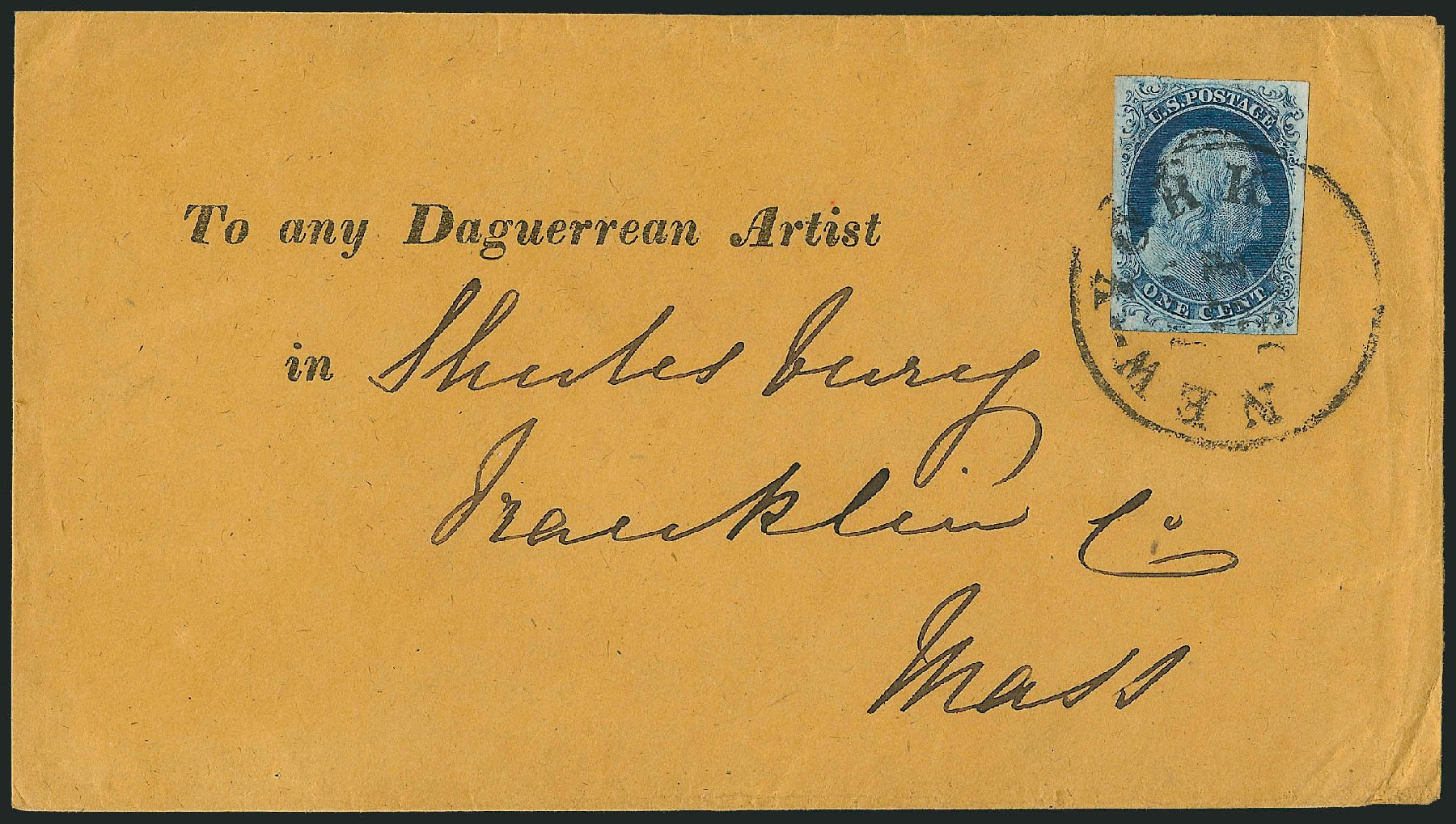US Stamps Value Scott Catalogue #7: 1c 1851 Franklin. Robert Siegel Auction Galleries, Dec 2010, Sale 998, Lot 418