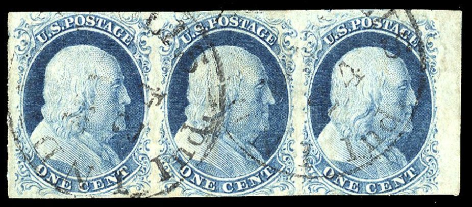 Costs of US Stamps Scott Catalogue #7 - 1851 1c Franklin. Cherrystone Auctions, Jan 2008, Sale 200801, Lot 1019