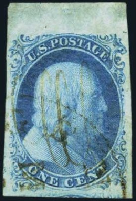 US Stamps Price Scott Cat. #7 - 1c 1851 Franklin. Harmer-Schau Auction Galleries, Aug 2012, Sale 94, Lot 989