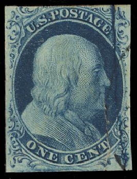 Costs of US Stamp Scott Catalog # 7 - 1851 1c Franklin. Daniel Kelleher Auctions, Jan 2012, Sale 628, Lot 209