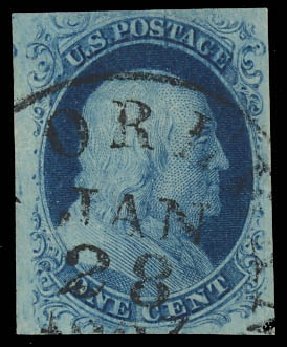 Price of US Stamps Scott #7 - 1851 1c Franklin. Daniel Kelleher Auctions, Oct 2012, Sale 632, Lot 929
