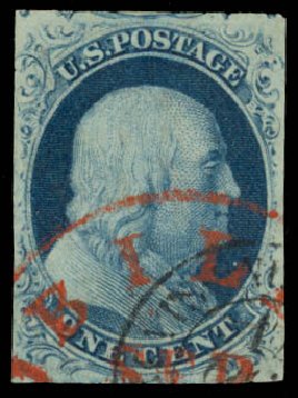 US Stamp Prices Scott # 7 - 1851 1c Franklin. Daniel Kelleher Auctions, Oct 2014, Sale 660, Lot 2029