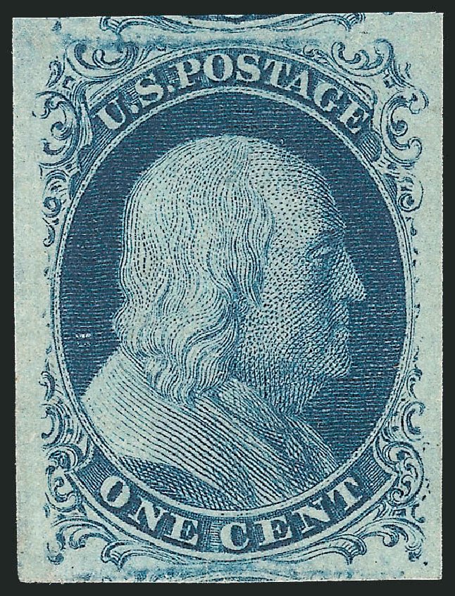 US Stamp Value Scott Catalog #7: 1c 1851 Franklin. Robert Siegel Auction Galleries, Feb 2015, Sale 1092, Lot 1009