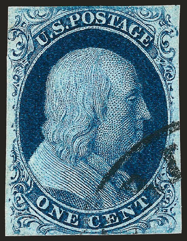 Value of US Stamp Scott Catalog #7 - 1c 1851 Franklin. Robert Siegel Auction Galleries, Oct 2008, Sale 963, Lot 169