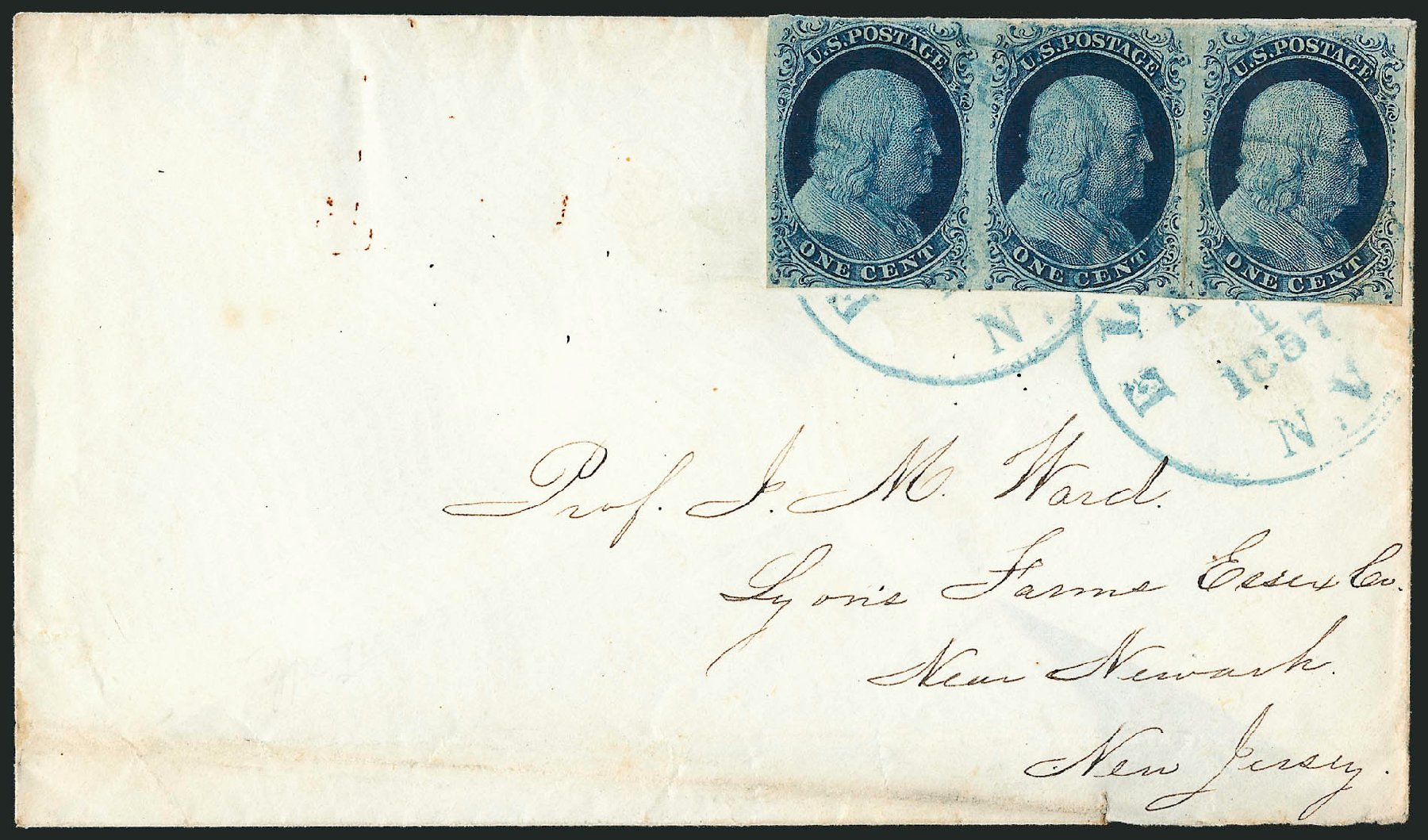 US Stamp Values Scott Catalogue # 7 - 1c 1851 Franklin. Robert Siegel Auction Galleries, Sep 2010, Sale 994, Lot 1009