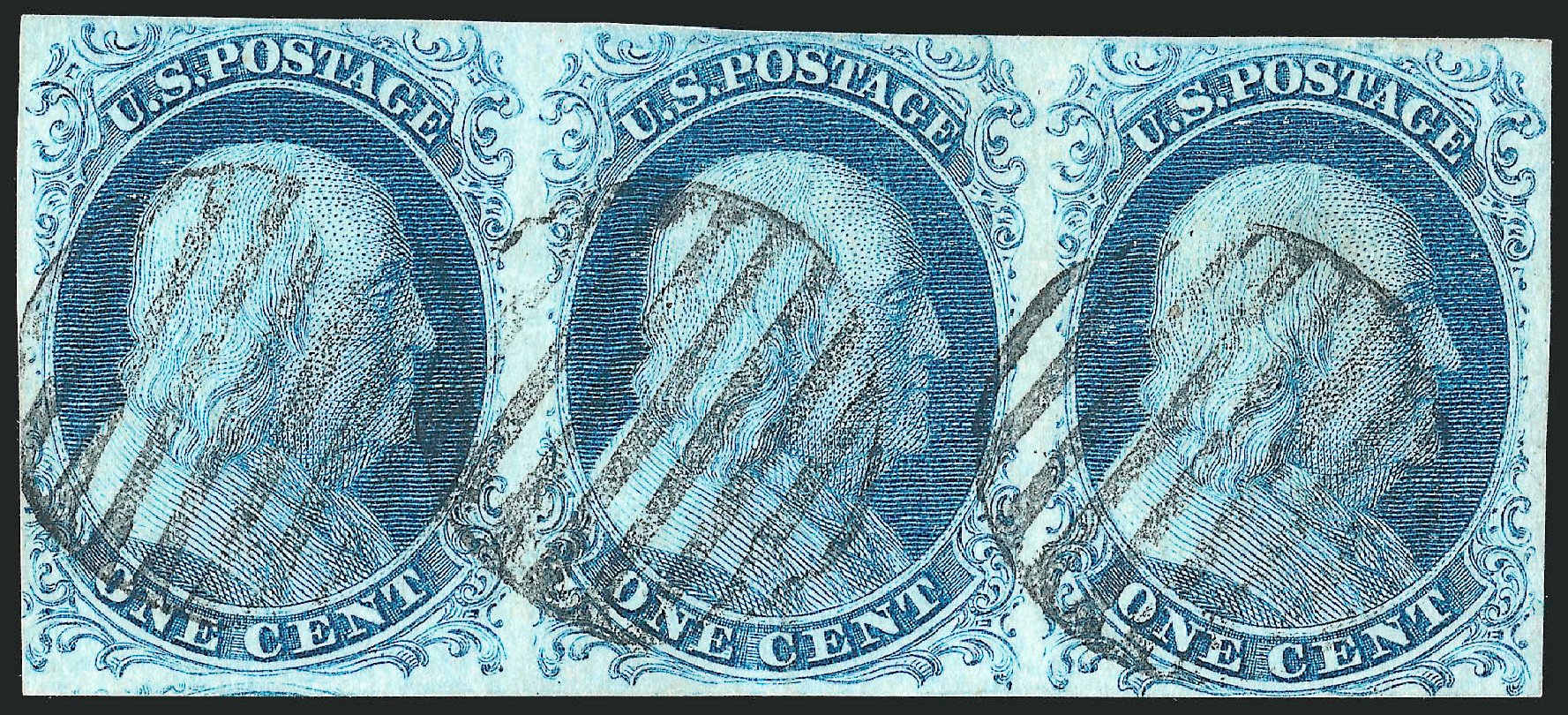 US Stamp Values Scott Catalogue #7: 1851 1c Franklin. Robert Siegel Auction Galleries, Sep 2010, Sale 994, Lot 699