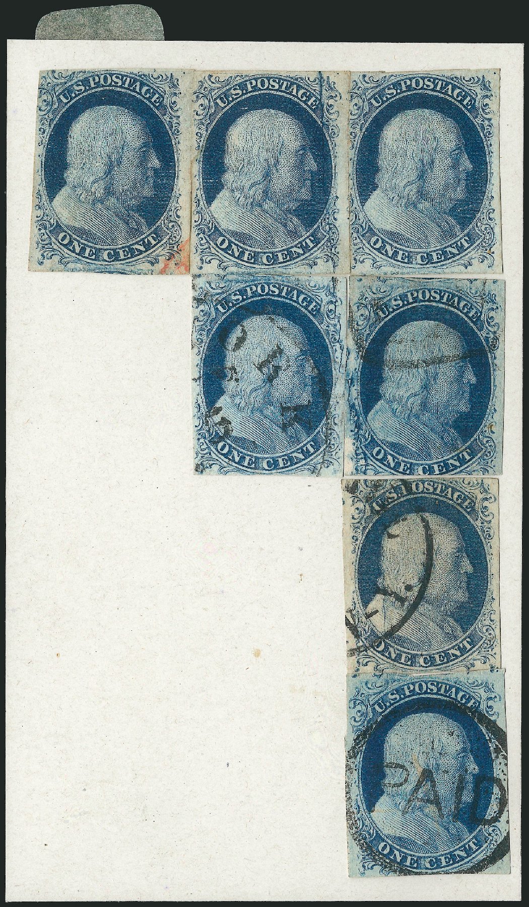 Values of US Stamps Scott Cat. #7 - 1851 1c Franklin. Robert Siegel Auction Galleries, Sep 2010, Sale 994, Lot 919