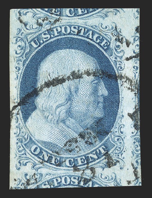 Costs of US Stamp Scott Cat. # 7 - 1851 1c Franklin. Spink Shreves Galleries, Nov 2012, Sale 141, Lot 19